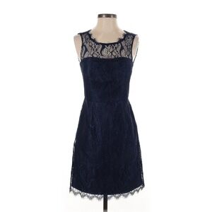Jim Hjelm Occasions Vintage 90s Blue Lace Open Back sheath Cocktail Dress 6